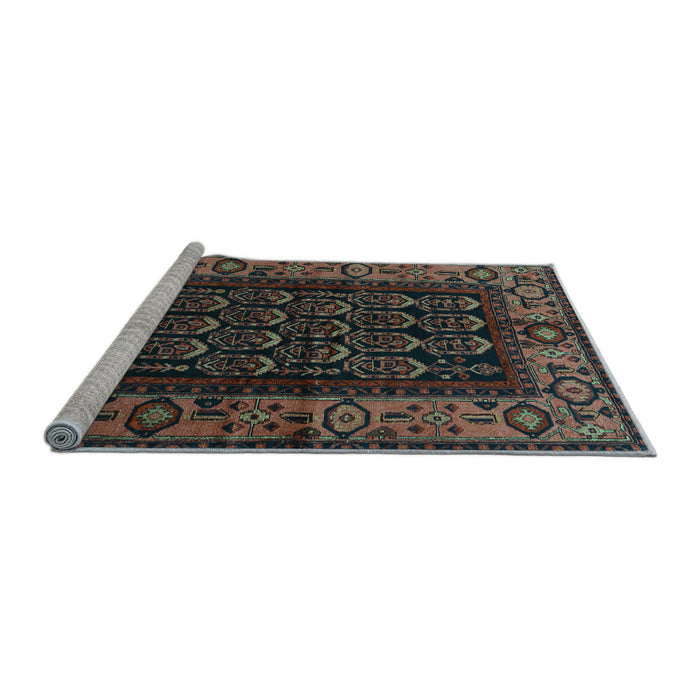 Sideview of Machine Washable Persian Light Blue Traditional Rug, wshtr581lblu
