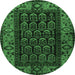 Round Persian Emerald Green Traditional Rug, tr581emgrn