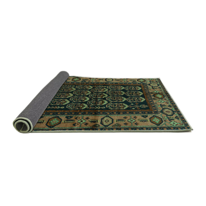 Sideview of Persian Turquoise Traditional Rug, tr581turq