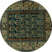 Round Machine Washable Persian Turquoise Traditional Area Rugs, wshtr581turq