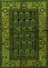 Serging Thickness of Machine Washable Persian Green Traditional Area Rugs, wshtr581grn