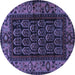 Round Machine Washable Persian Blue Traditional Rug, wshtr581blu