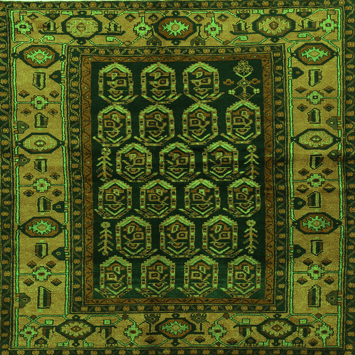 Round Machine Washable Persian Green Traditional Area Rugs, wshtr581grn