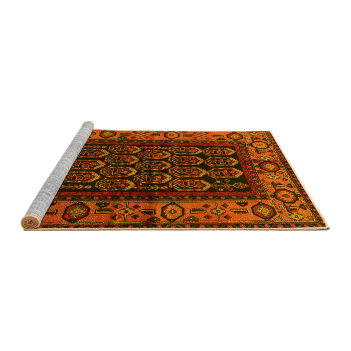 Sideview of Machine Washable Persian Yellow Traditional Rug, wshtr581yw