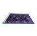 Sideview of Machine Washable Persian Blue Traditional Rug, wshtr581blu