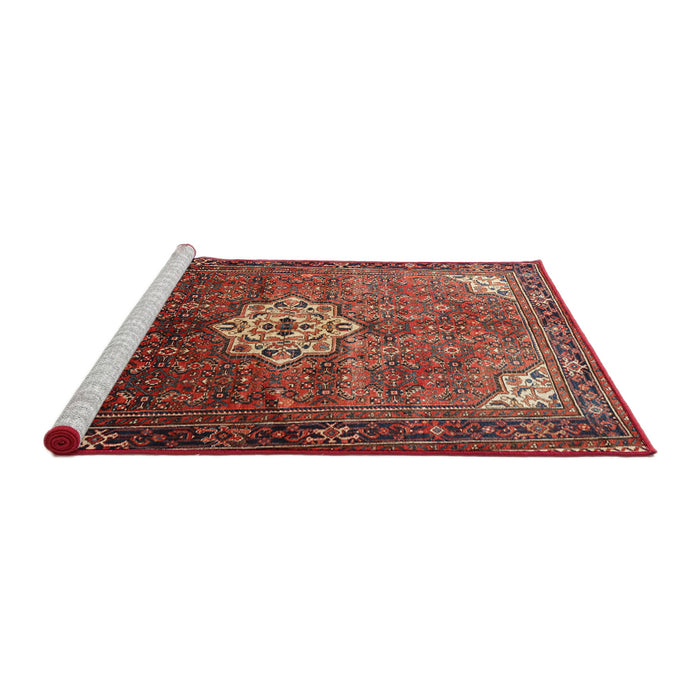 Sideview of Machine Washable Traditional Rust Pink Rug, wshtr582