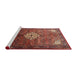 Sideview of Machine Washable Traditional Rust Pink Rug, wshtr582