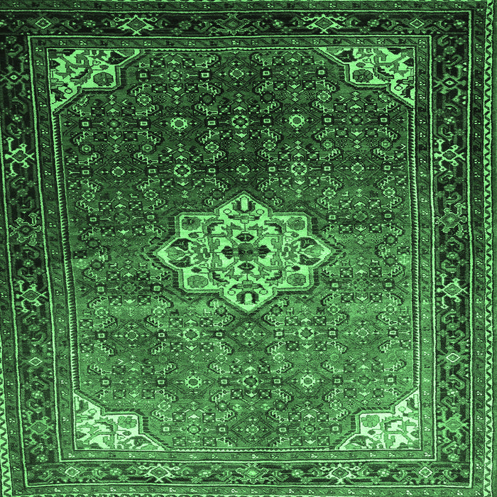Square Machine Washable Persian Emerald Green Traditional Area Rugs, wshtr582emgrn