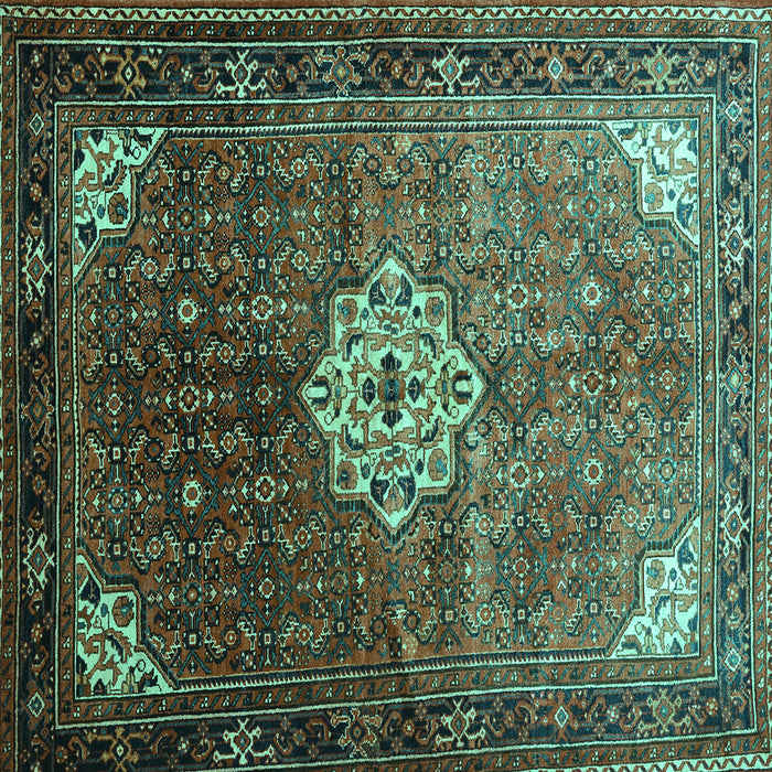 Square Machine Washable Persian Turquoise Traditional Area Rugs, wshtr582turq