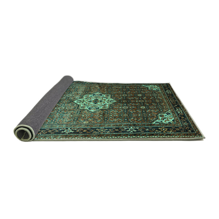 Sideview of Persian Turquoise Traditional Rug, tr582turq