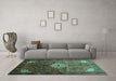 Machine Washable Persian Turquoise Traditional Area Rugs in a Living Room,, wshtr582turq