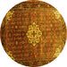 Round Machine Washable Persian Yellow Traditional Rug, wshtr582yw