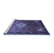 Sideview of Machine Washable Persian Blue Traditional Rug, wshtr582blu