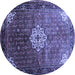 Round Machine Washable Persian Blue Traditional Rug, wshtr582blu