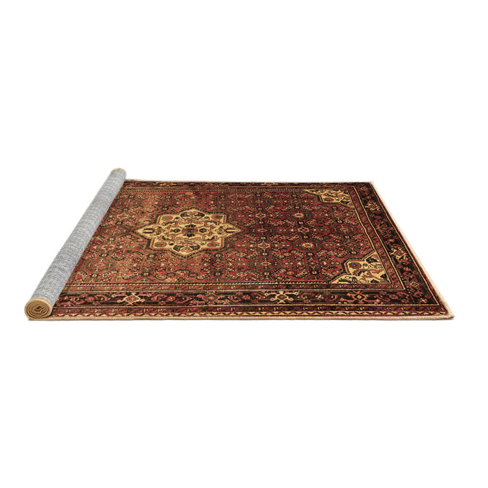 Sideview of Machine Washable Persian Brown Traditional Rug, wshtr582brn