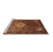 Sideview of Machine Washable Persian Brown Traditional Rug, wshtr582brn