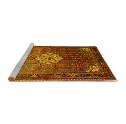 Sideview of Machine Washable Persian Yellow Traditional Rug, wshtr582yw