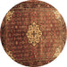 Round Machine Washable Persian Brown Traditional Rug, wshtr582brn