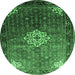 Round Persian Emerald Green Traditional Rug, tr582emgrn