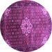 Round Machine Washable Persian Purple Traditional Area Rugs, wshtr582pur