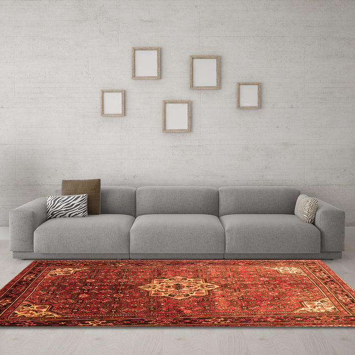 Machine Washable Persian Orange Traditional Area Rugs in a Living Room, wshtr582org