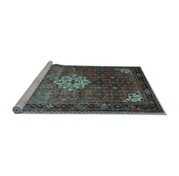 Sideview of Machine Washable Persian Light Blue Traditional Rug, wshtr582lblu