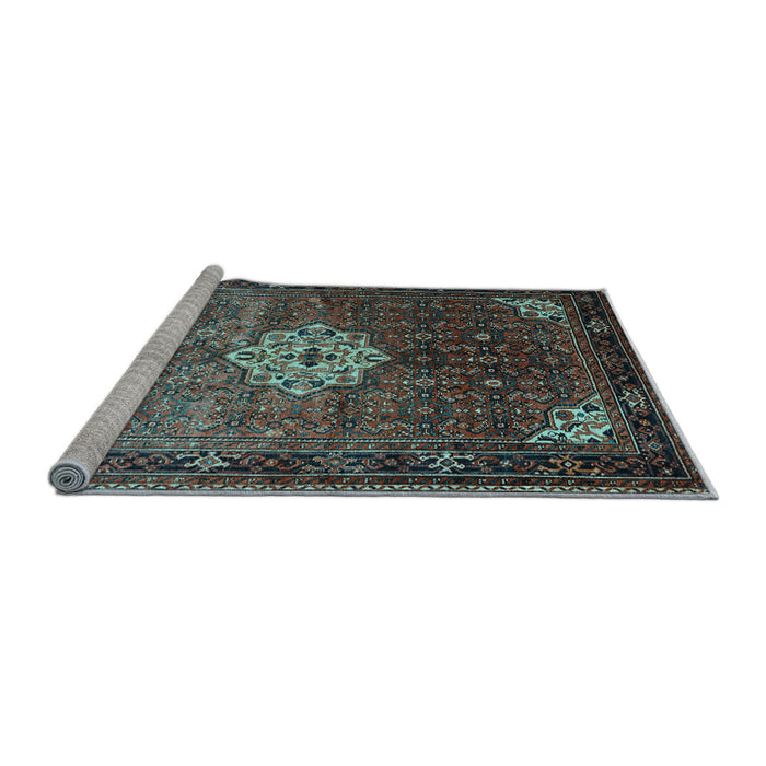 Sideview of Machine Washable Persian Light Blue Traditional Rug, wshtr582lblu
