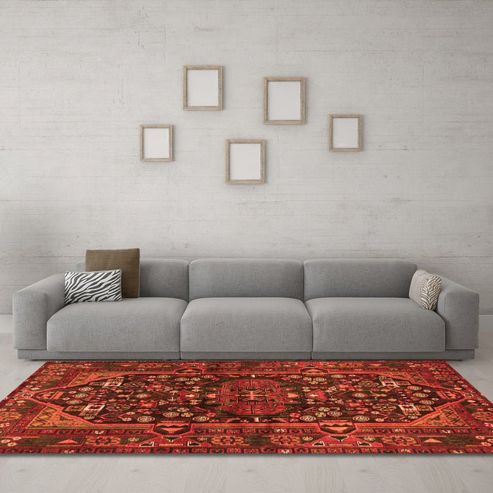 Machine Washable Persian Orange Traditional Area Rugs in a Living Room, wshtr583org