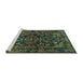 Sideview of Machine Washable Persian Turquoise Traditional Area Rugs, wshtr583turq