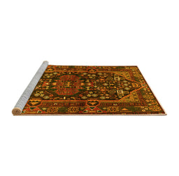 Sideview of Machine Washable Persian Yellow Traditional Rug, wshtr583yw