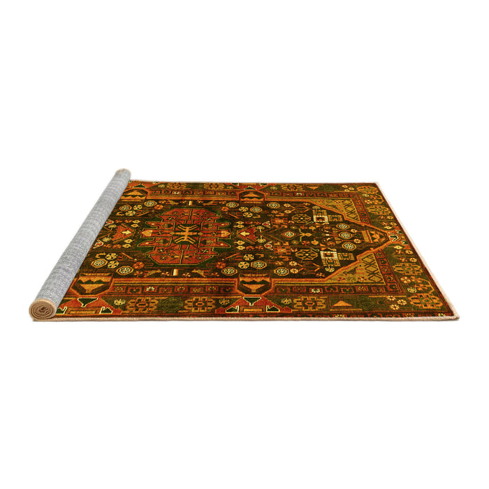 Sideview of Machine Washable Persian Yellow Traditional Rug, wshtr583yw