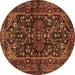 Round Machine Washable Persian Brown Traditional Rug, wshtr583brn