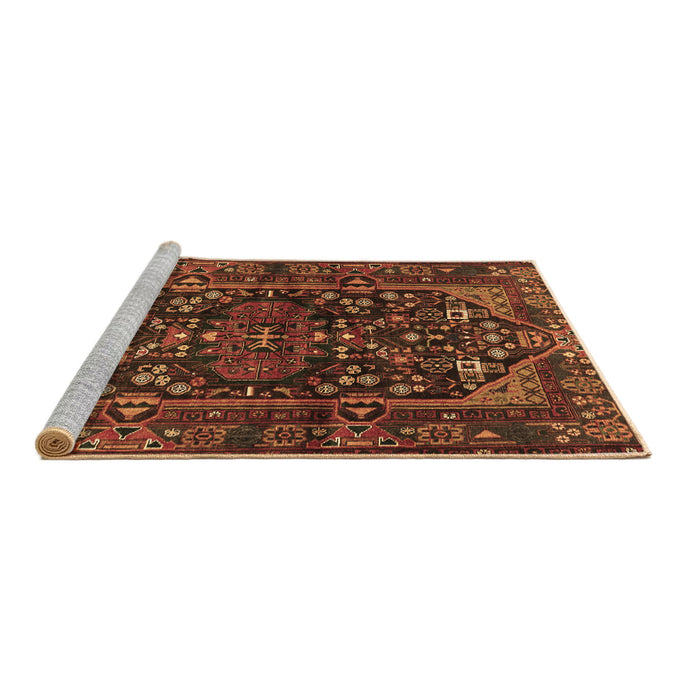 Sideview of Machine Washable Persian Brown Traditional Rug, wshtr583brn