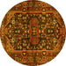 Round Persian Yellow Traditional Rug, tr583yw