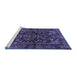 Sideview of Machine Washable Persian Blue Traditional Rug, wshtr583blu