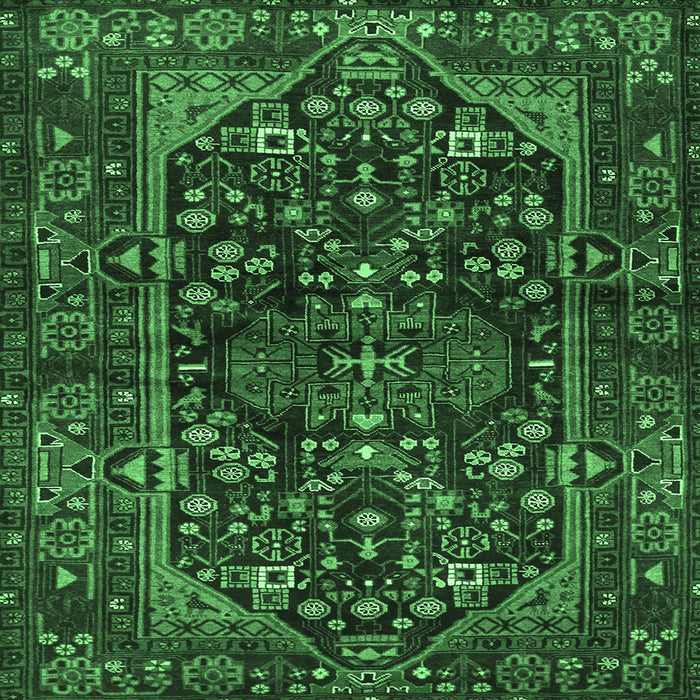 Square Persian Emerald Green Traditional Rug, tr583emgrn