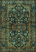 Machine Washable Persian Turquoise Traditional Area Rugs, wshtr583turq