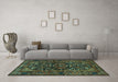 Machine Washable Persian Turquoise Traditional Area Rugs in a Living Room,, wshtr583turq