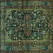 Square Machine Washable Persian Turquoise Traditional Area Rugs, wshtr583turq