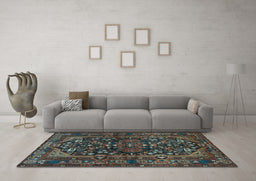 Machine Washable Persian Light Blue Traditional Rug in a Living Room, wshtr583lblu