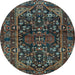 Round Persian Light Blue Traditional Rug, tr583lblu