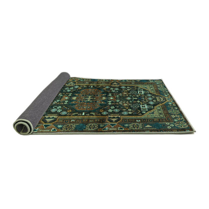 Sideview of Persian Turquoise Traditional Rug, tr583turq