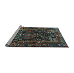 Sideview of Machine Washable Persian Light Blue Traditional Rug, wshtr583lblu