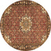 Round Persian Brown Traditional Rug, tr584brn