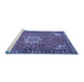 Sideview of Machine Washable Persian Blue Traditional Rug, wshtr584blu