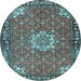 Round Machine Washable Persian Light Blue Traditional Rug, wshtr584lblu