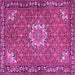 Square Machine Washable Persian Pink Traditional Rug, wshtr584pnk