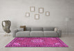 Machine Washable Persian Pink Traditional Rug in a Living Room, wshtr584pnk