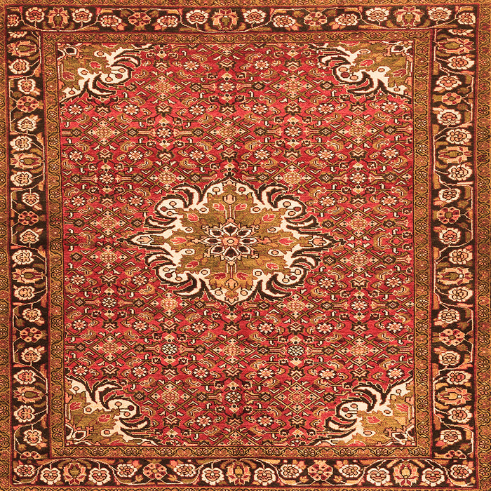 Round Machine Washable Persian Orange Traditional Area Rugs, wshtr584org