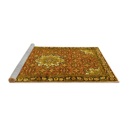 Sideview of Machine Washable Persian Yellow Traditional Rug, wshtr584yw